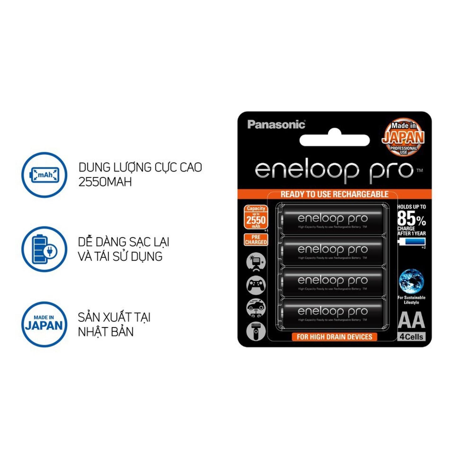 Pin AA Eneloop pro 2550 mAh chính hãng