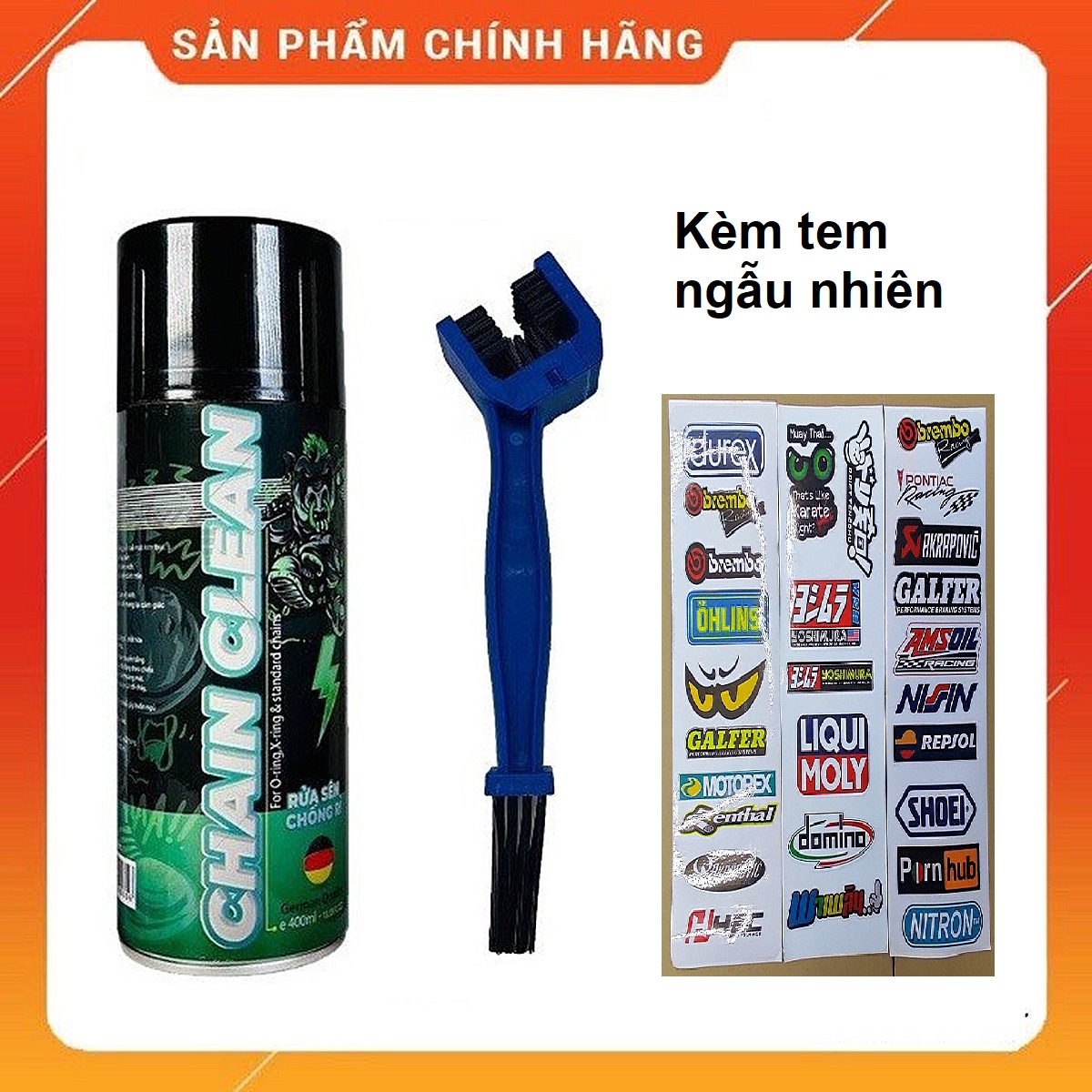 ( Tặng kèm bàn chải sên 3D , bộ tem dán) Xịt Rửa Sên Xe Máy SPRAYKING XỊT VỆ SINH SÊN