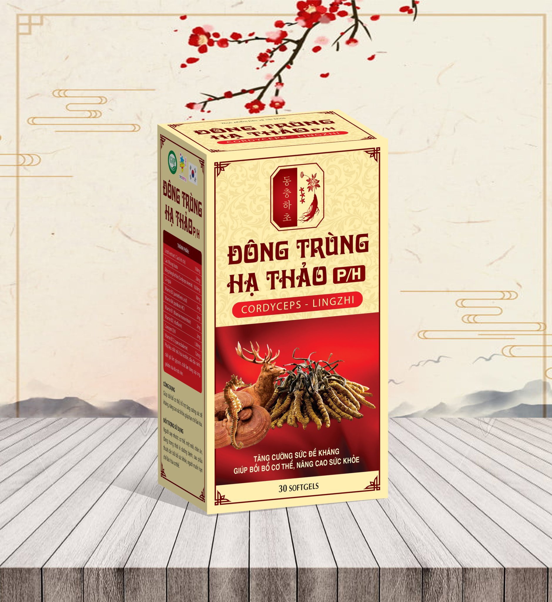 Viên Uống Đông Trùng Hạ Thảo P/H Cordyceps Lingzhi Tăng Cường Sức Đề Kháng Giúp Bồi Bổ Cơ Thể Nâng Cao Sức Khỏe Hộp 30 viên - Dược Phẩm Bách Lộc