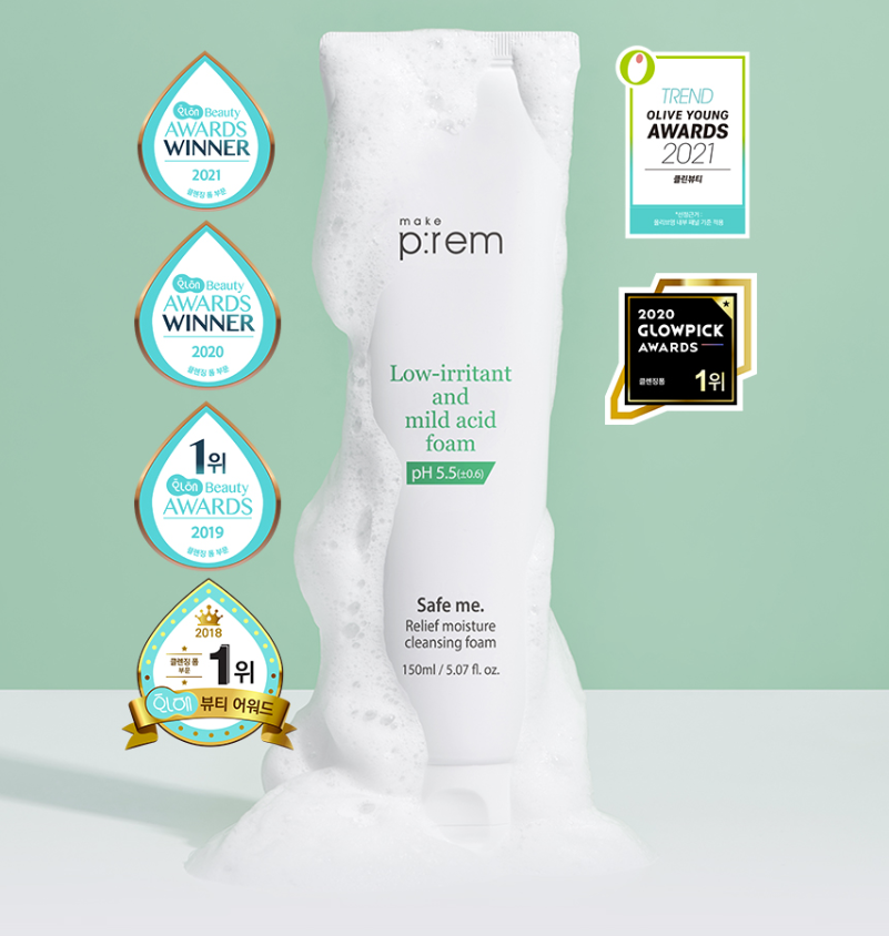 [Nhacuabeautyholic] Sữa rửa mặt MAKEPREM SAFE ME RELIEF MOISTURE CLEANSING FOAM