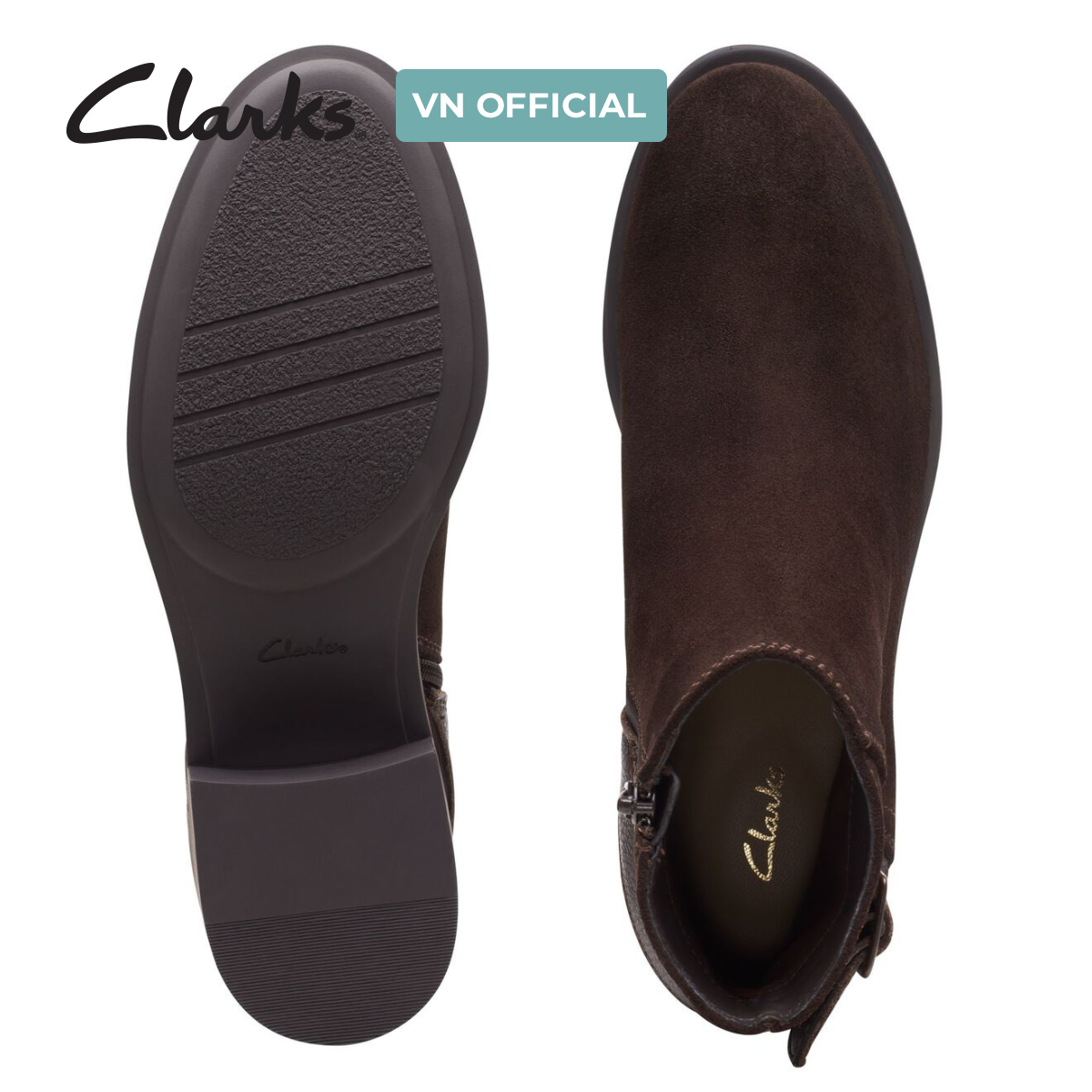 Giày Bốt Cao Gót Da Lộn Nữ Clarks - Memi Buckle