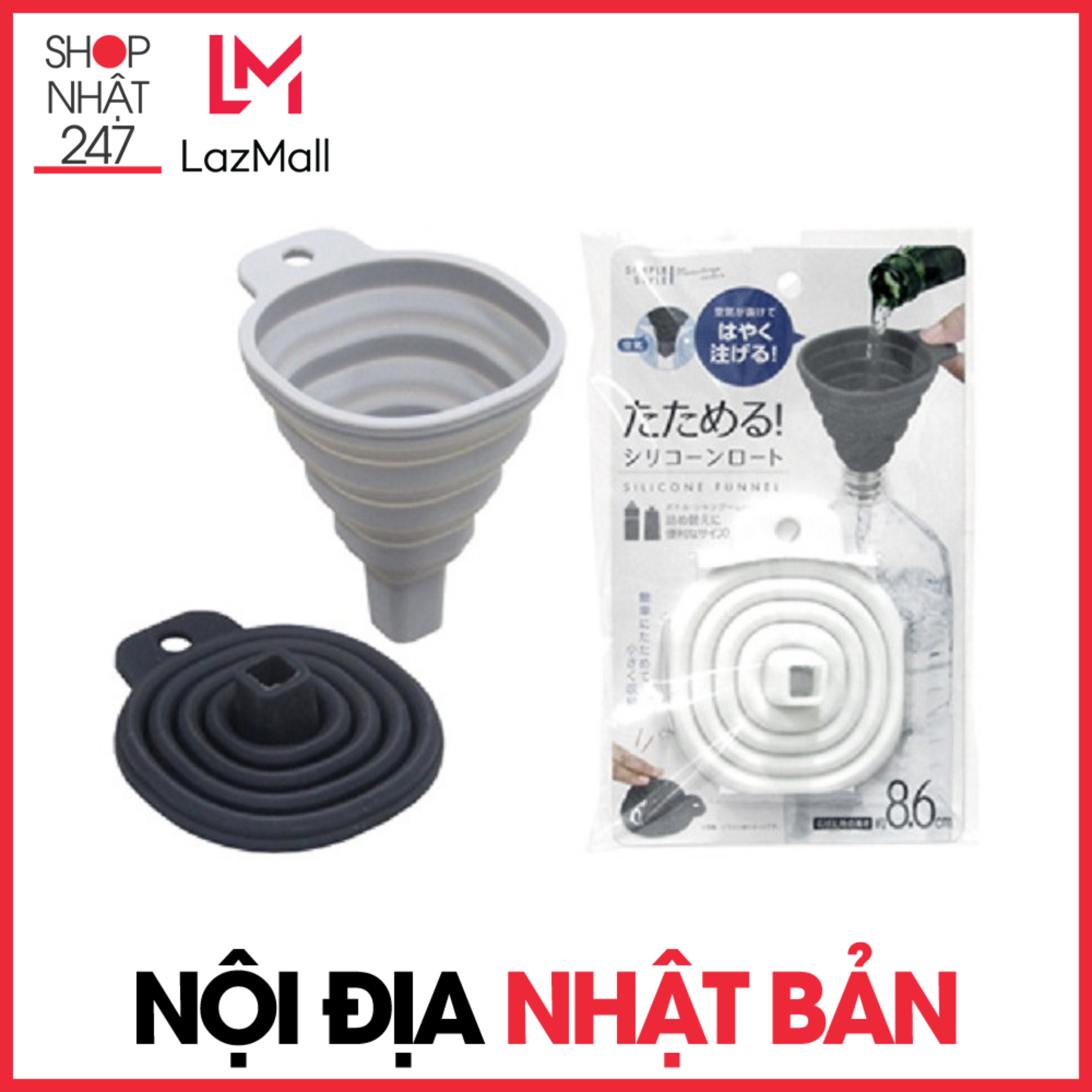 Phễu silicone có thể gấp gọn cao cấp nội địa Nhật Bản