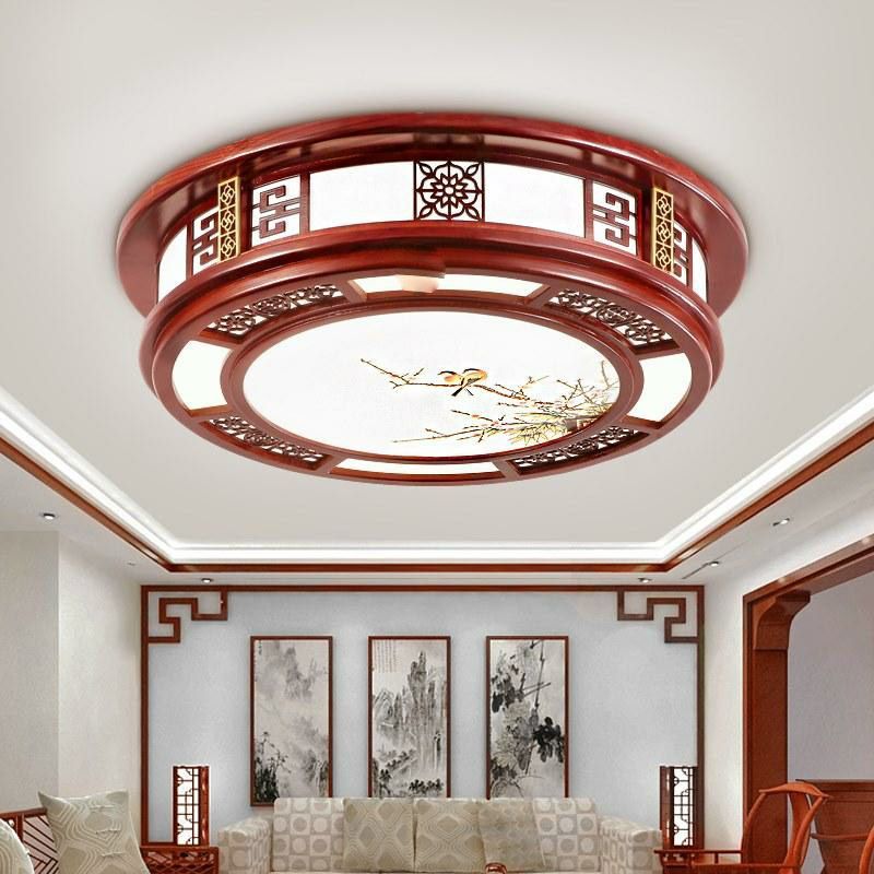 ĐÈN TRẦN ỐP GỖ 001- PHONG CÁCH TÂN CỔ ĐIỂN