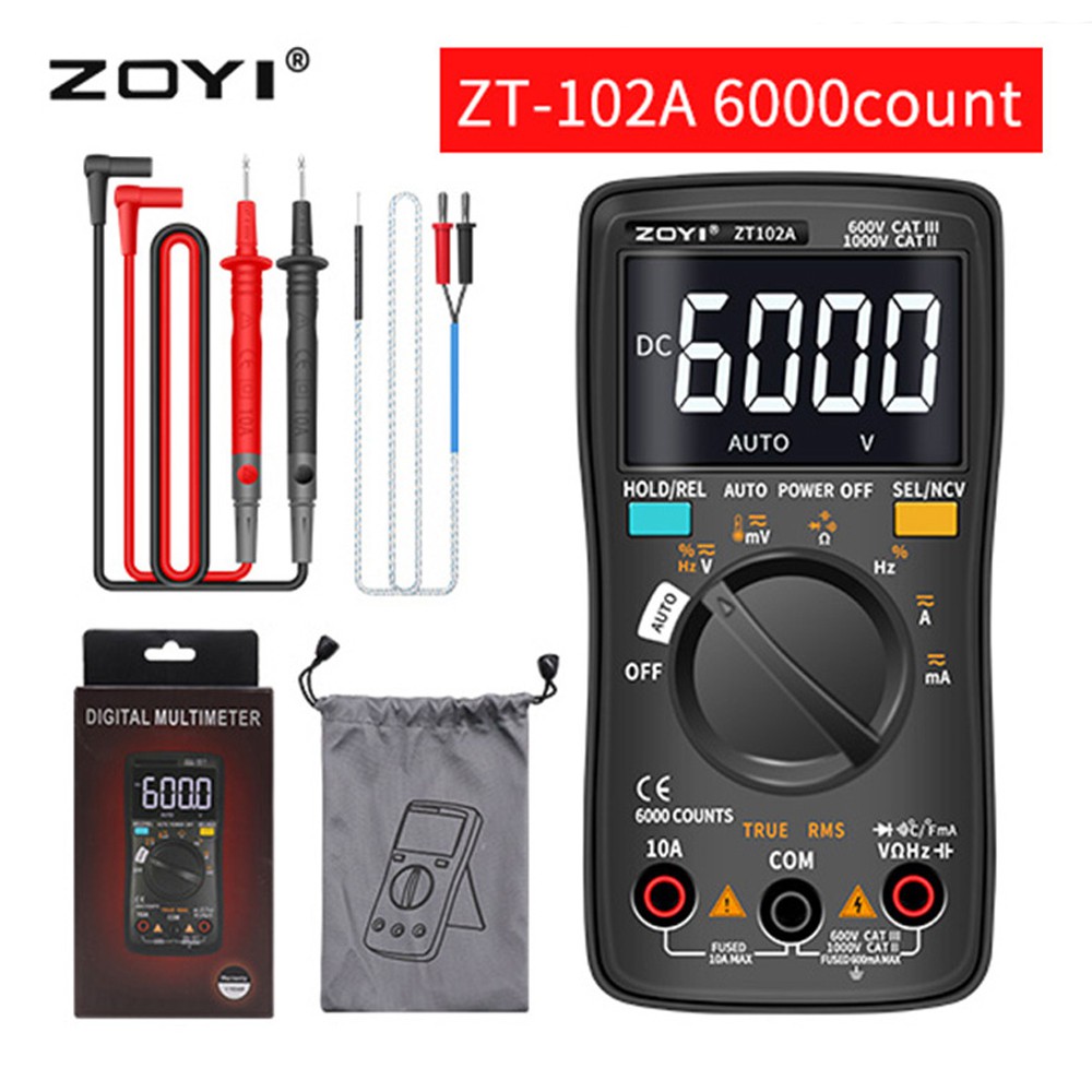 Đồng hồ đo điện zoyi zt102a đo điện vạn năng tự động - hàng chính hãng - bảo hành 12 tháng