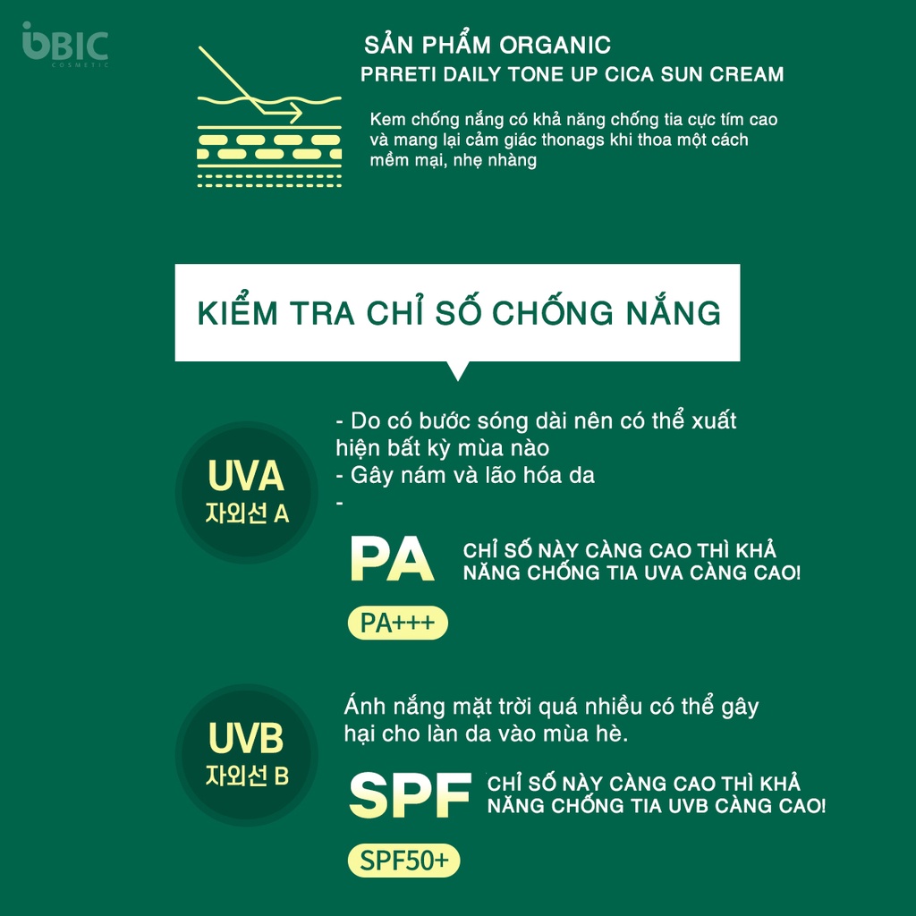 HOÀN TIỀN 15% - Kem chống nắng nâng tông kiềm dầu dưỡng ẩm bảo vệ da hoàn hảo Prreti Daily tone-up cica sun cream SPF 50+ PA+++ BIC Cosmetic