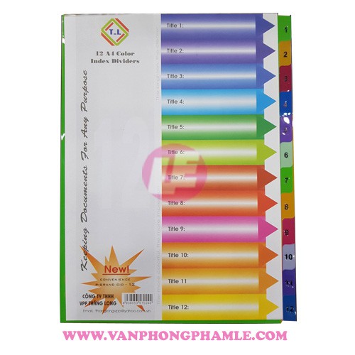 Bìa phân trang nhựa 12 số Thăng Long