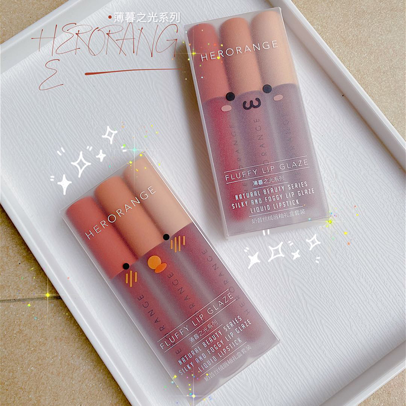Set 3 Cây Son Kem Lì Herorange Fluffy Lip Glaze