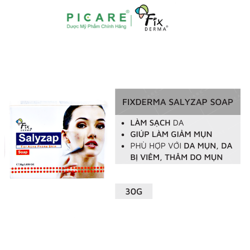 [GIẢM 20K ĐƠN 399K] Xà Phòng Giúp Giảm Thâm Mụn, Làm Sạch Da Fixderma Salyzap Soap 30g