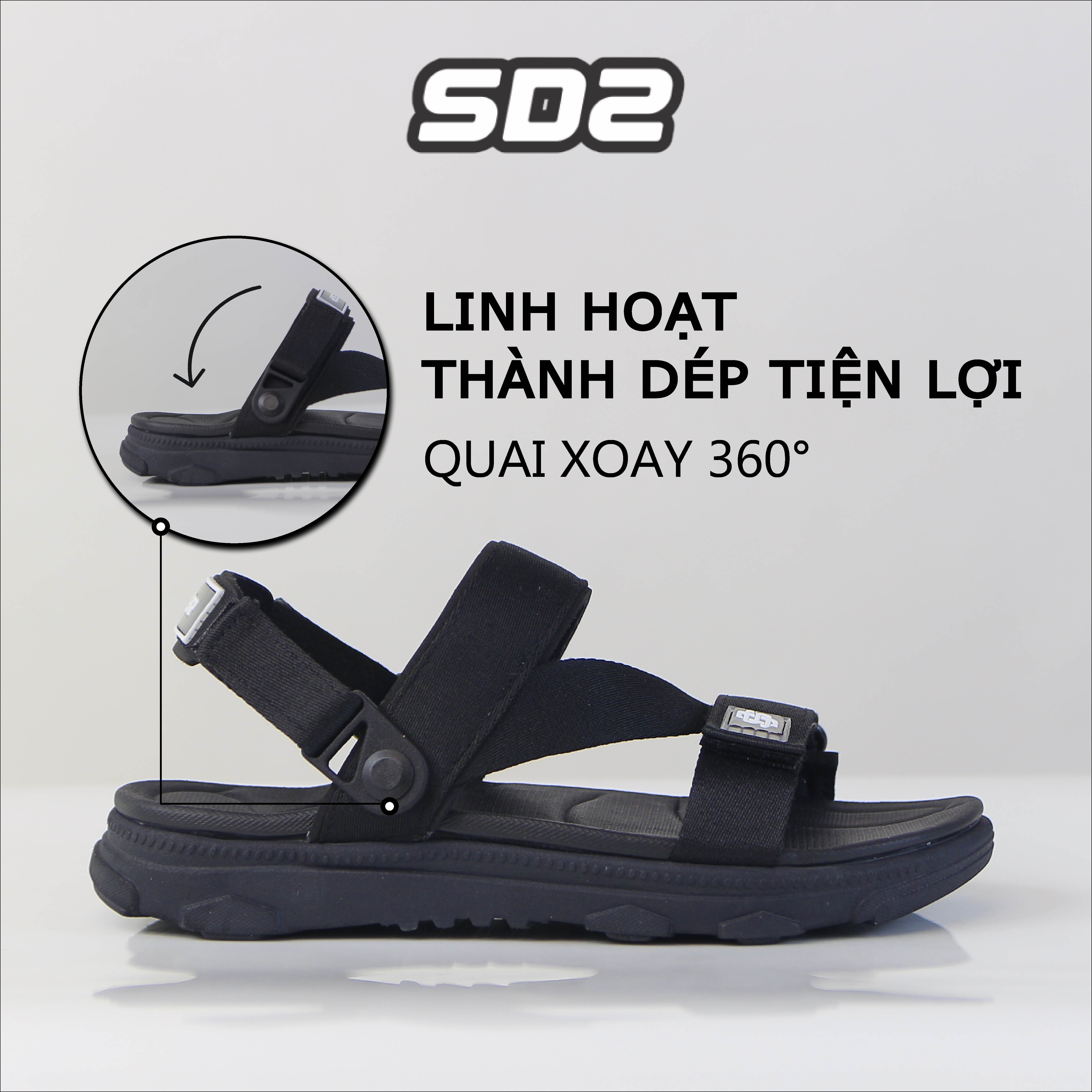 Giày Sandal SYNDER SD2 Màu Đen Full [ kèm hộp + vớ ]