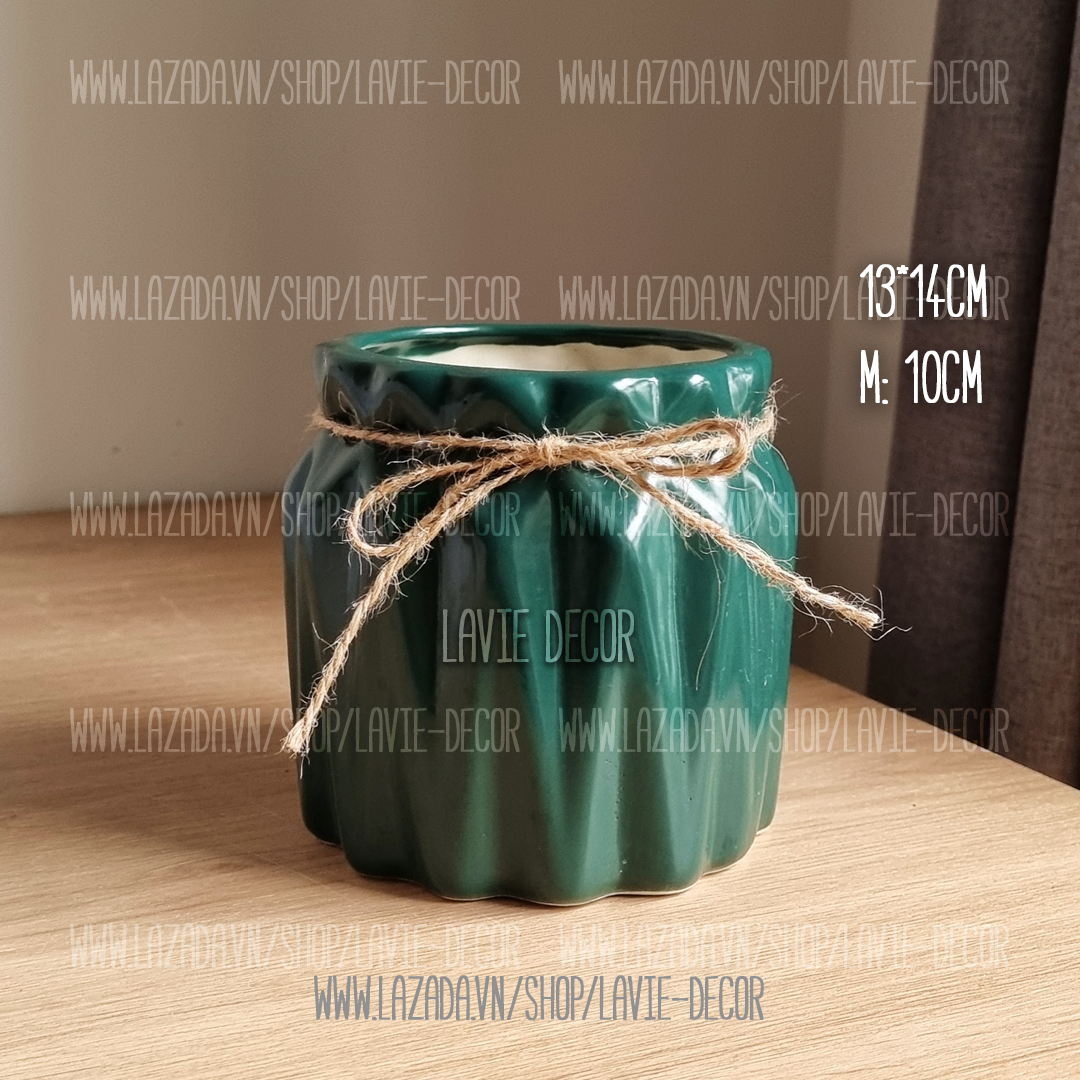 Lọ hoa gốm sứ men mát phong cách châu Âu