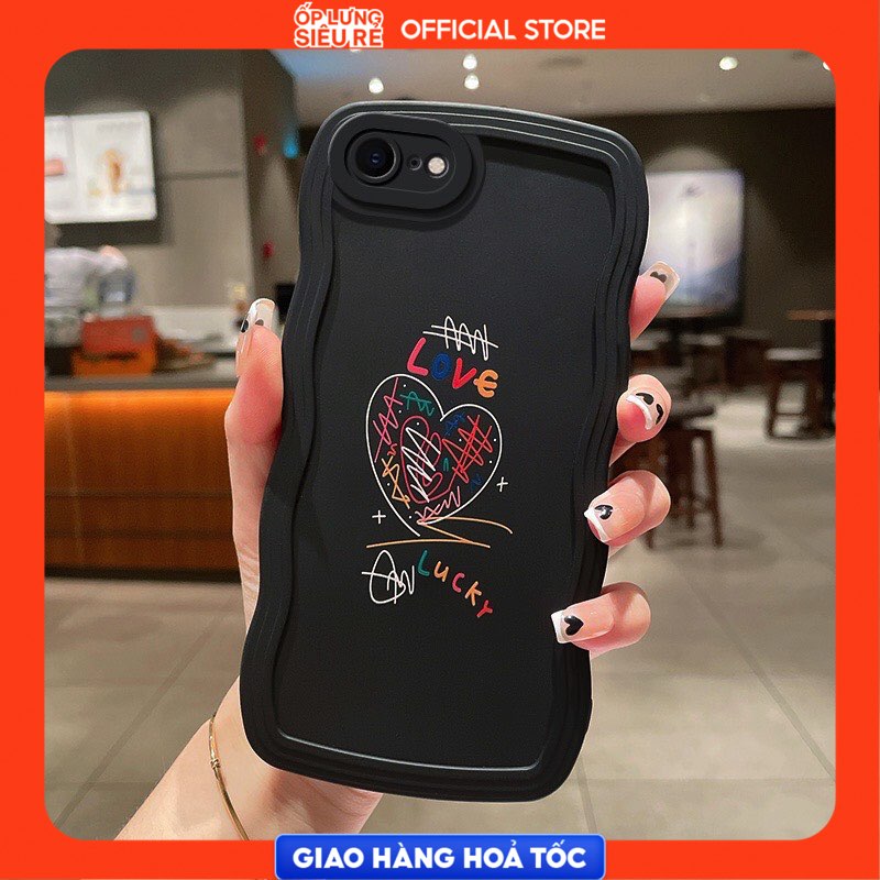 Ốp lưng Iphone 6S/6 Plus/7G/8G/X/Xs/11/12/...trong cạnh gợn sóng hình ?Gấu Má Hồng