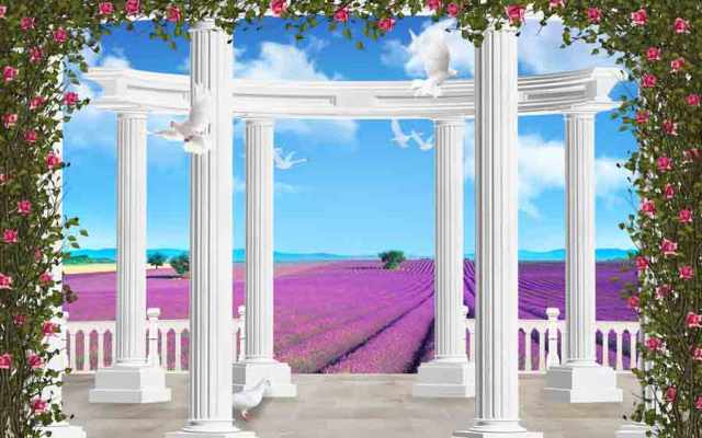 Tranh dán tường 3d cửa sổ