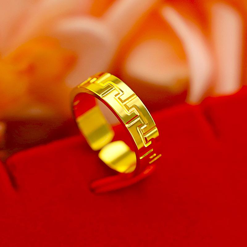 Nhẫn nữ trơn hoa văn Zích Zắc mạ 18k phong cách Hàn Quốc