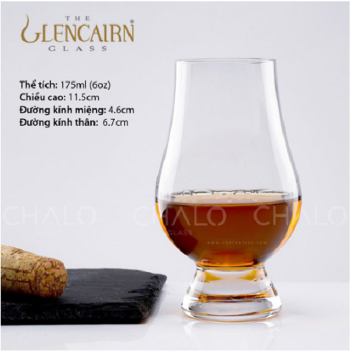CHÍNH HÃNG - Ly pha lê Whiskey Glencairn 175ml (Hộp 1 ly), ly đựng rư.ợu, ly đựng nước, ly đựng đồ uống nước sang chảnh