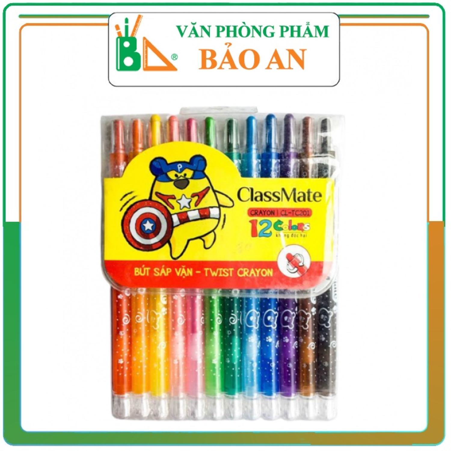 Sáp vặn classmate 12 màu dài cl-tc201