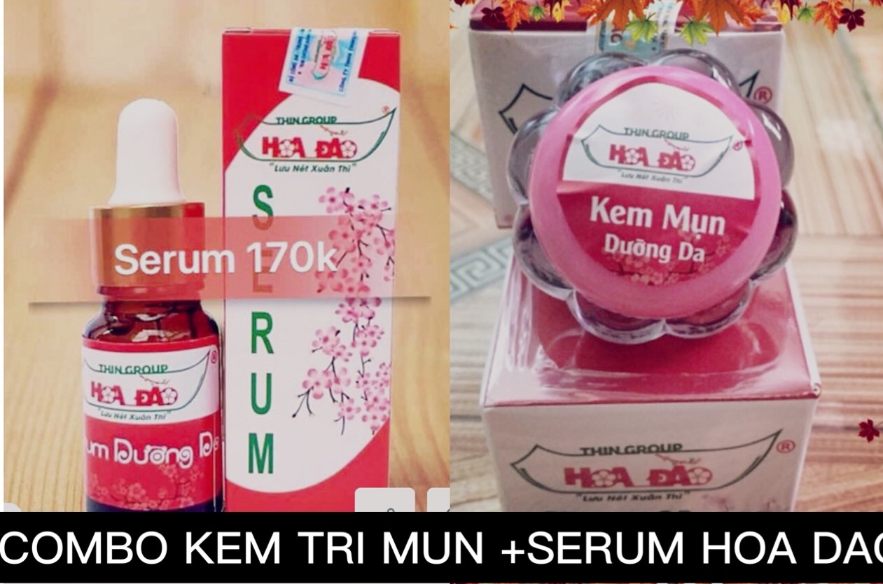 [HCM]COMBO HOA ĐÀO Mụn Dưỡng Trắng Da (Serum + Kem Mụn Hoa Đào) - Thingroup