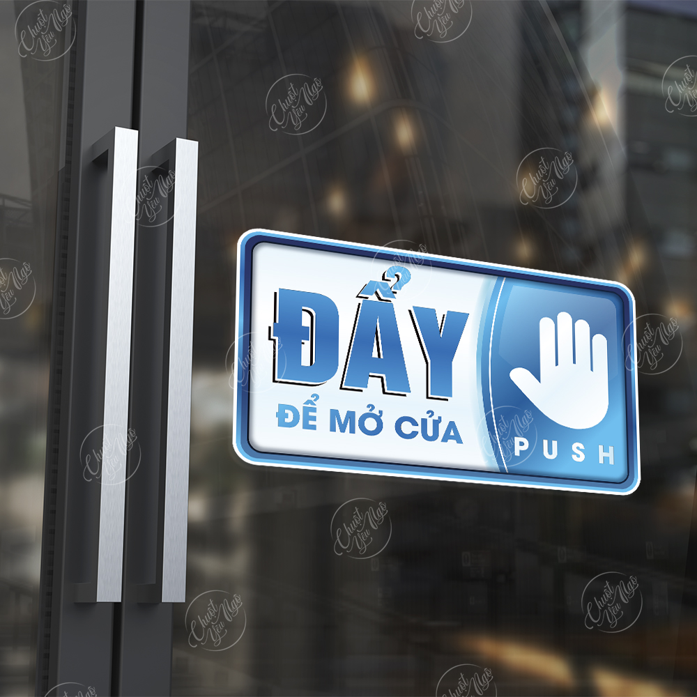 Miếng dán pull push đẩy kéo decal hình dán cửa kính decor trang trí cửa ra vào chất liệu chống thấm nước 19x11cm