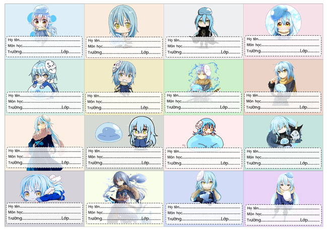 nhãn vở Tensei Shitara Slime Datta Ken - Rimuru Tempest