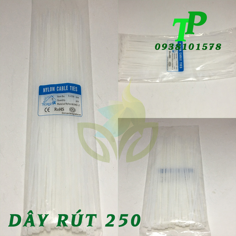Dây rút nhựa trắng 250, dây thít nhựa màu trắng 250 bền & chắc chắn
