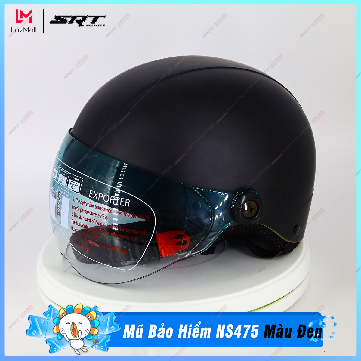 Mũ Bảo Hiểm Nửa Đầu Có Kính  - Nón 1/2 Có kính chống UV