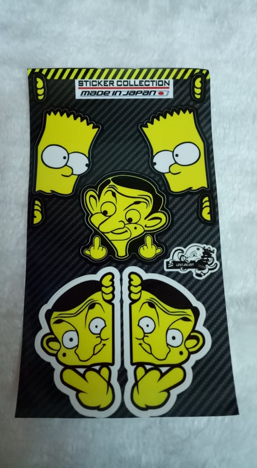 [HCM]TEM LOGO 10 X 18  Con  2 SIMPSON ---  3 MR BEAN NỀN ĐEN STICKER VÀNG.
