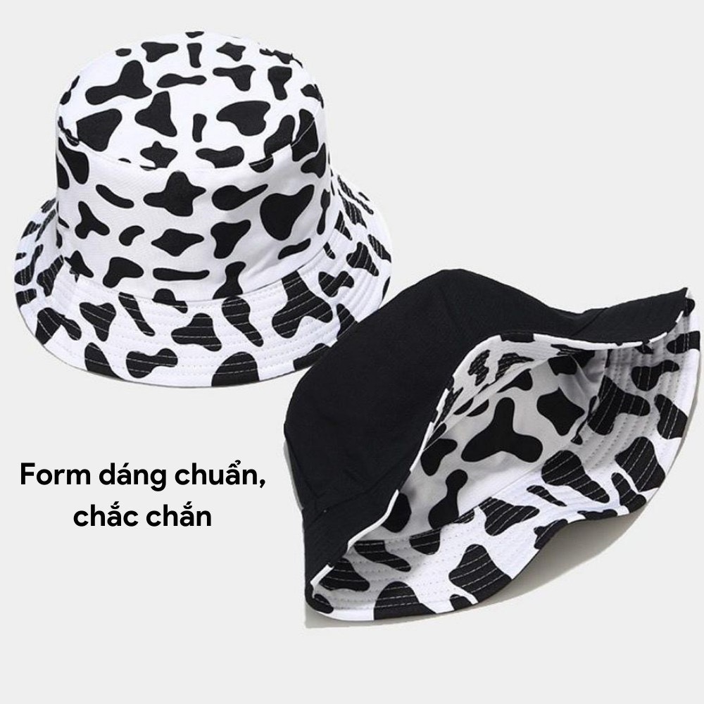 MŨ BUCKET 2 MẶT BÒ SỮA NAM NỮ THỜI TRANG