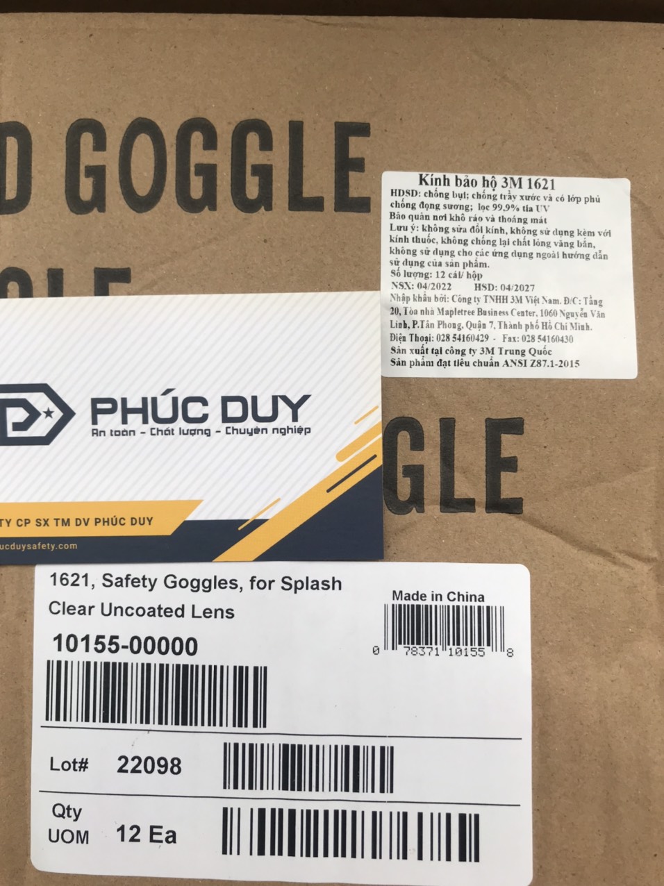 Kính Bảo Hộ Chống Hóa Chất 3M 1621 ( Không Chống hơi Sương )
