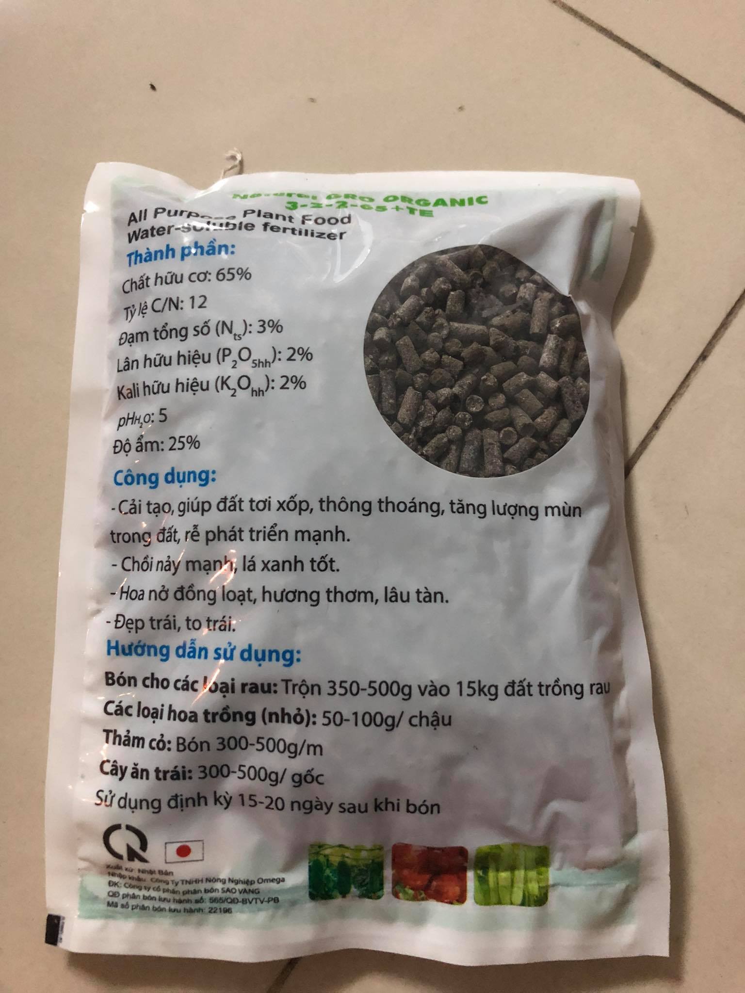 PHÂN GÀ NÉN VIÊN NHẬT 500 GRAM 1 GÓI