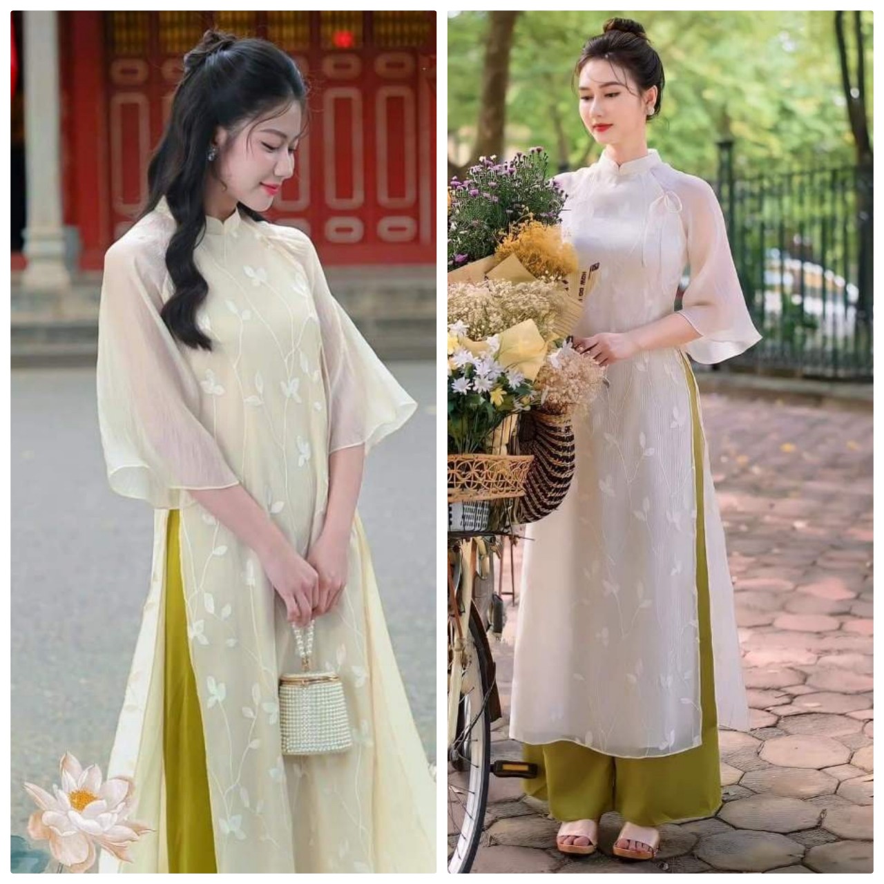 Set bộ áo dài trơn tết du xuân hàng thiết kế ngoctranshop - nt2120b