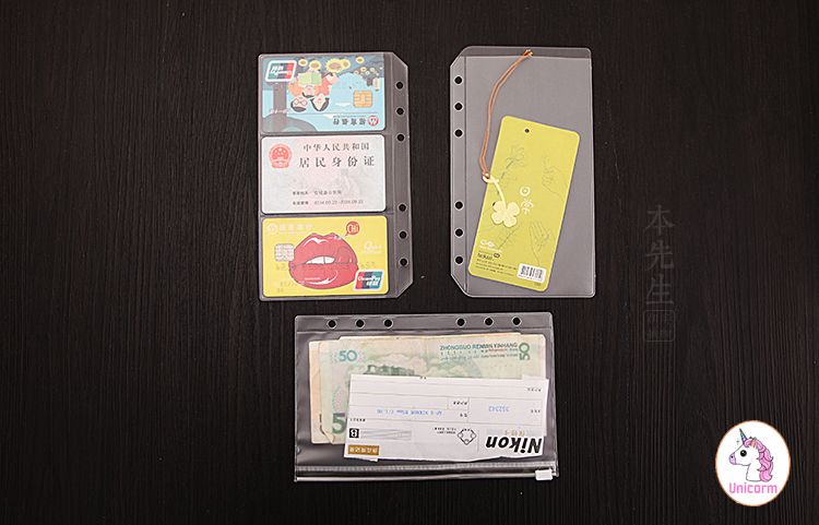 Túi zip đựng sticker và túi đựng thẻ cho sổ còng planner A5
