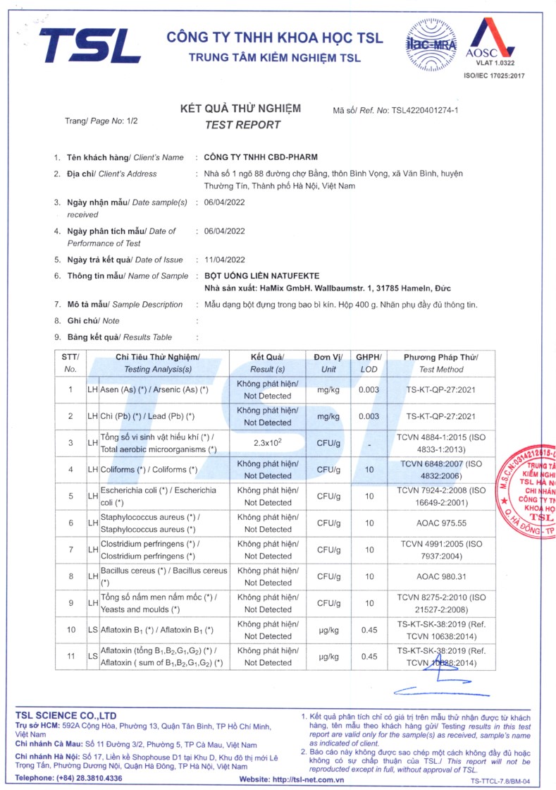 Natufekte bột siêu dinh dưỡng organic của Đức