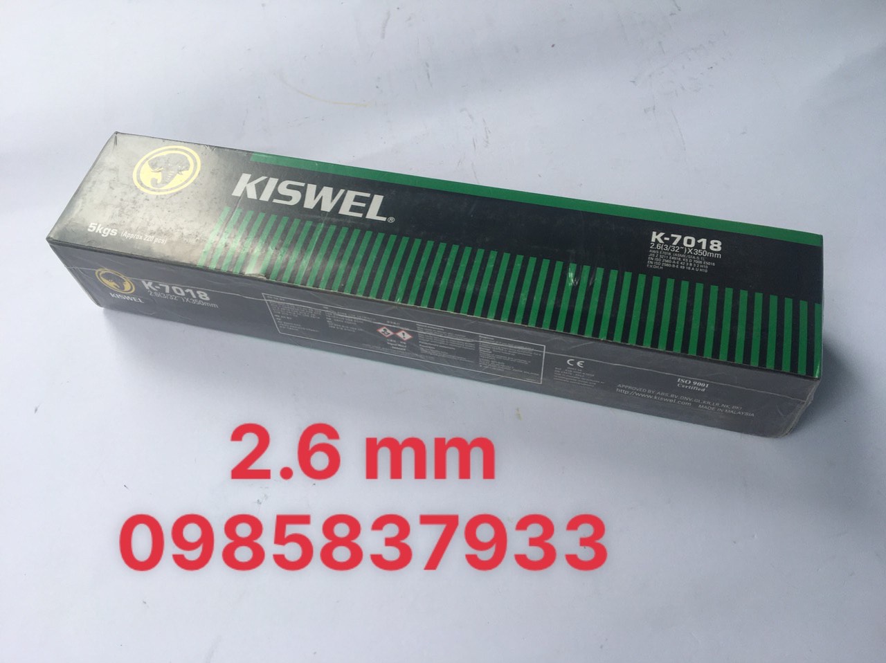 Que hàn 2.6 mm chịu lực Kiswel K-7018 tiêu chuẩn hàng đầu thế giới với độ bền và độ ngấu cao để hàn các loại vật liệu