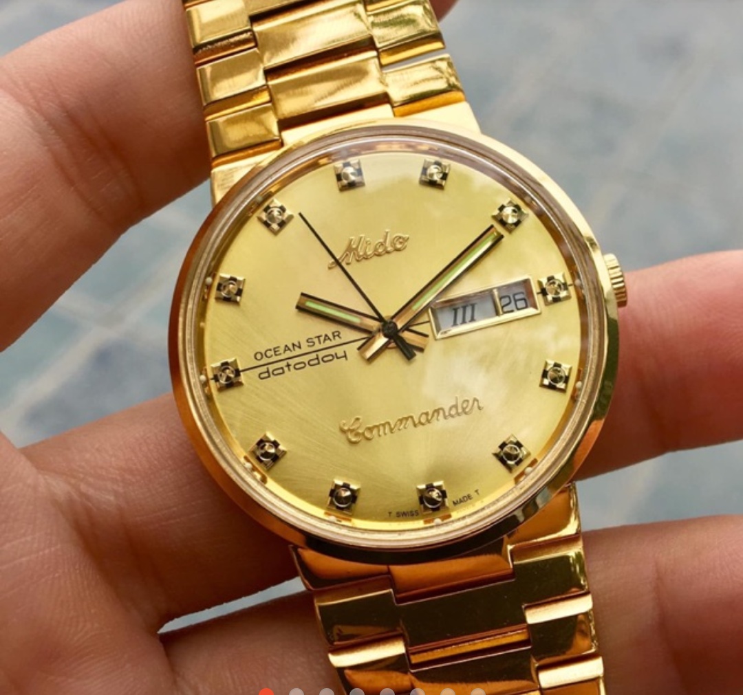 {LAZADA ĐỒNG HỒ HÀNG HIỆU } Đồng hồ Nam Commander Thụy Sỹ Cổ Máy Bọc Vàng 14k