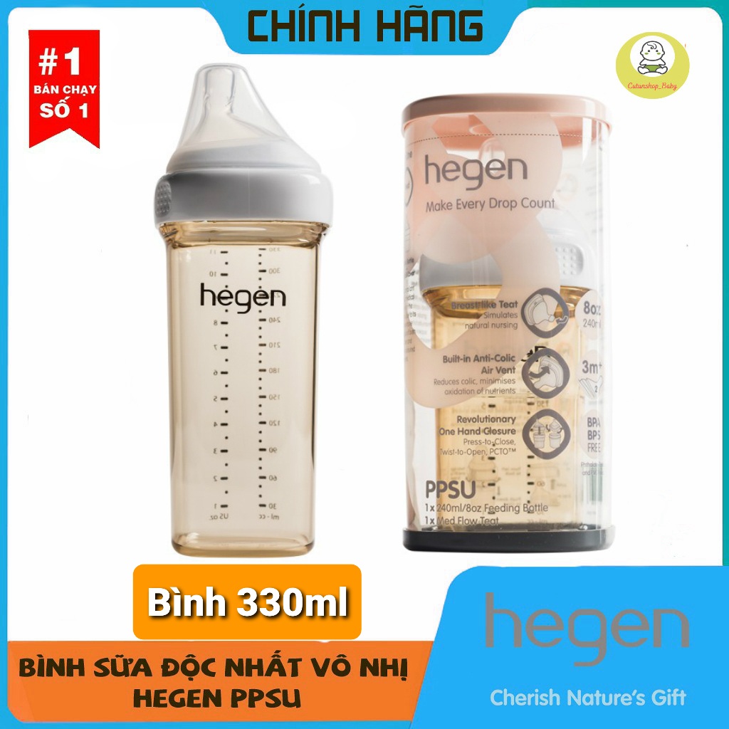Bình sữa Hegen PPSU 330ml núm ti dành cho bé 6 tháng+