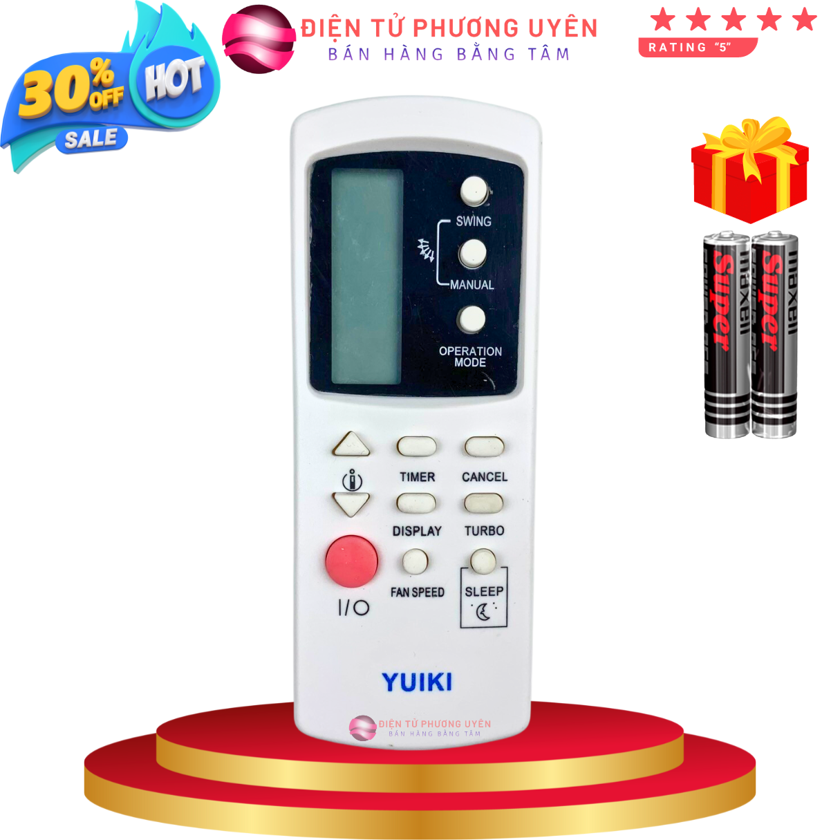 Điều khiển điều hòa yuiki, remote máy lạnh yuiki - tặng kèm pin - phương uyên