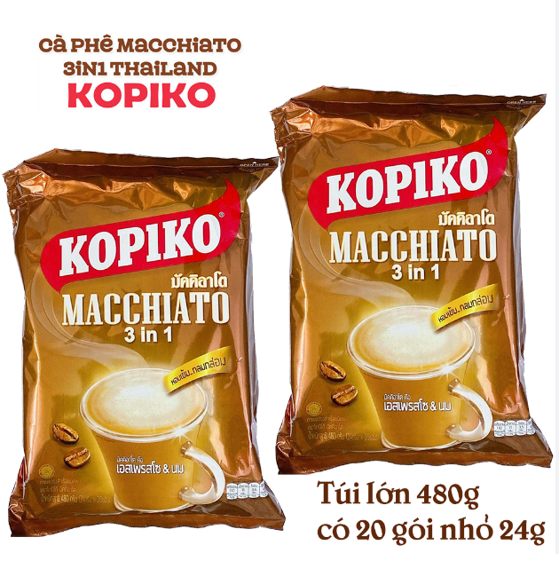 Cà phê Kopiko Macchiato 3in1 Thái Lan Bịch 20 Gói thơm ngon