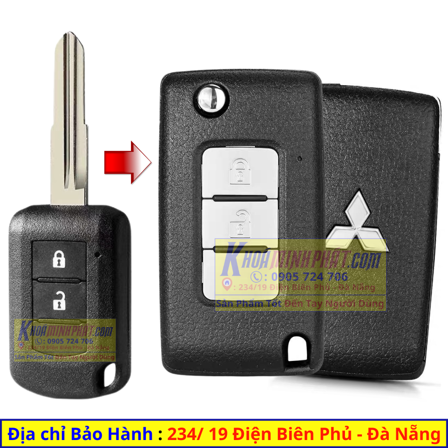 Vỏ chìa khoá độ gập xe Mitsubishi Attrage V55