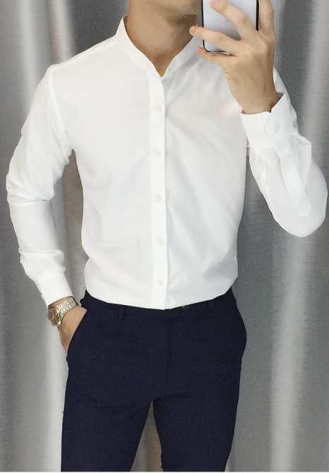[HCM]Sơ mi trơn cổ đứng