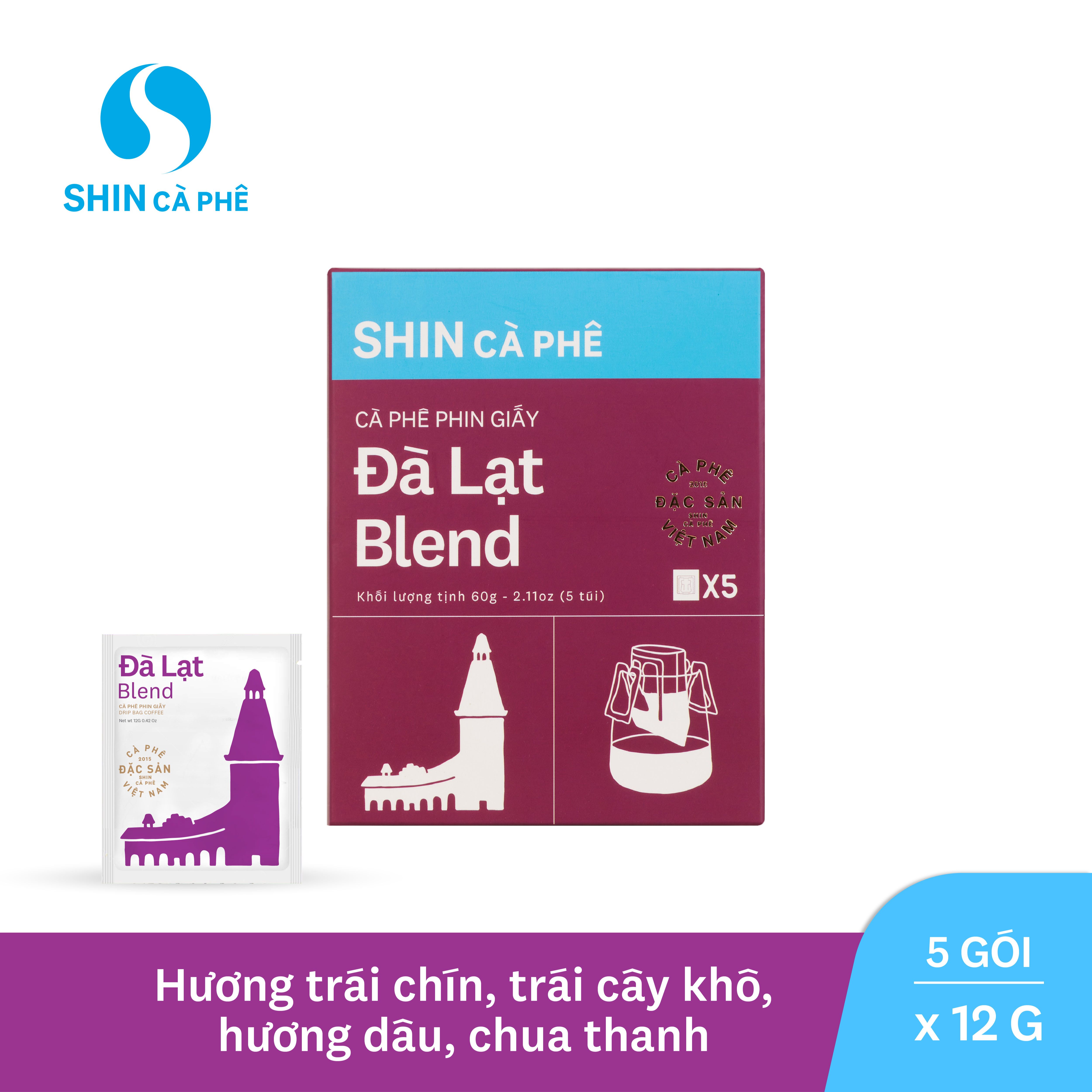 SHIN Cà phê - Đà Lạt Blend Phin giấy tiện lợi - Hộp 5 gói