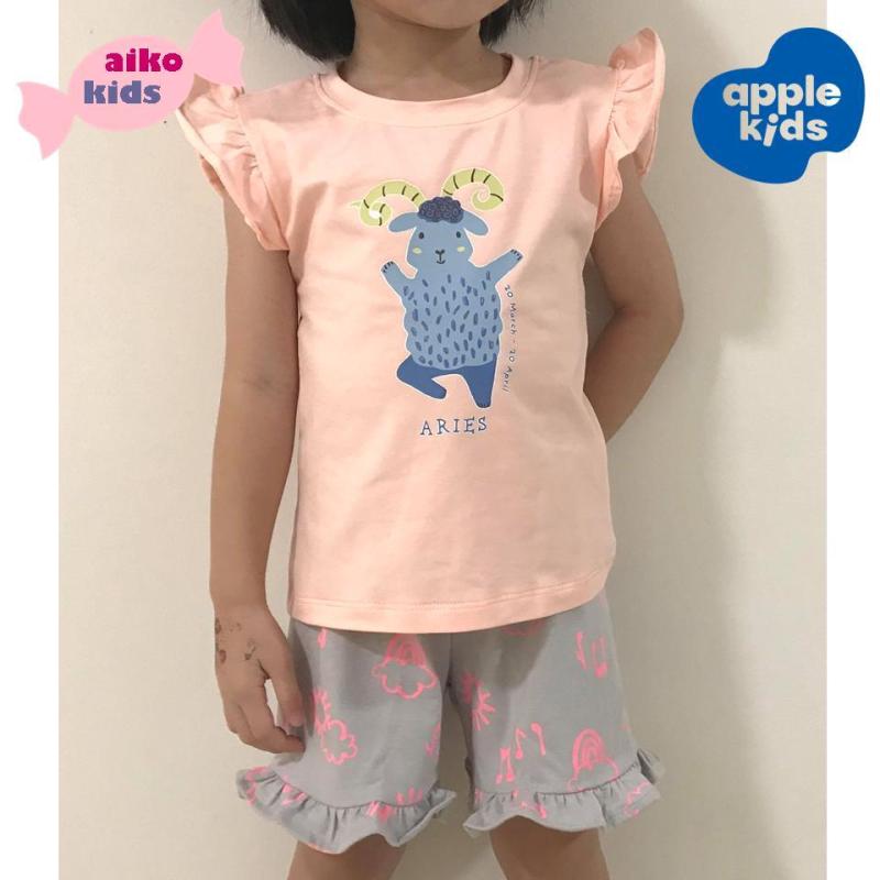 Nơi bán Bộ đồ thun ngắn mặc nhà cho bé, 100% thun cotton 4 chiều, hồng xám, in theo cung hoàng đạo của bé, 2-8 tuổi