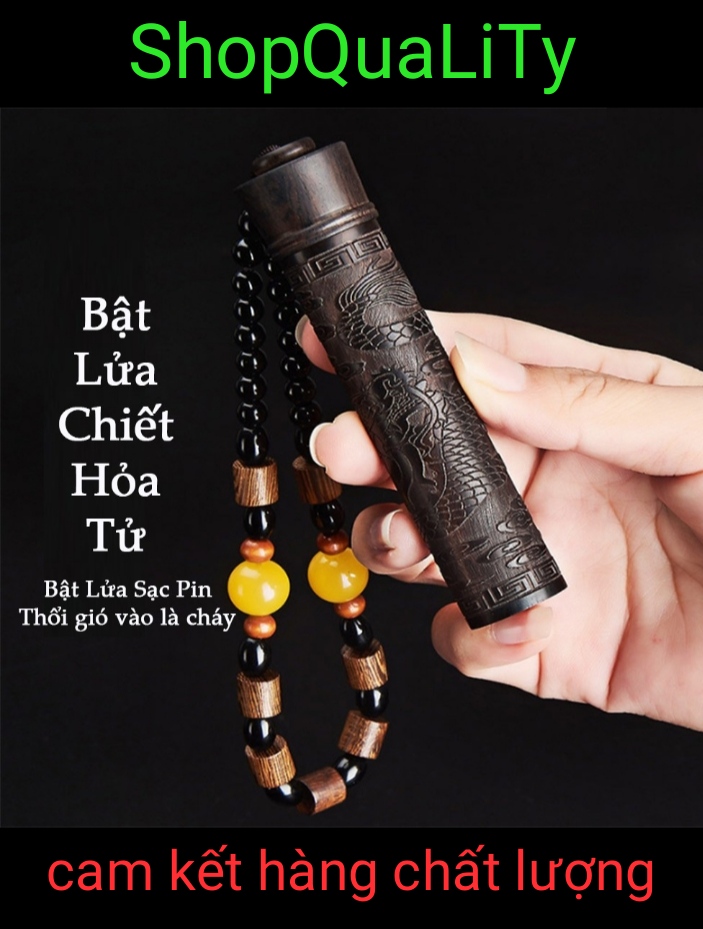 Bật lửa chiết hỏa từ thổi bằng gỗ xịn - Bật lửa điện thổi kiểu cổ xưa