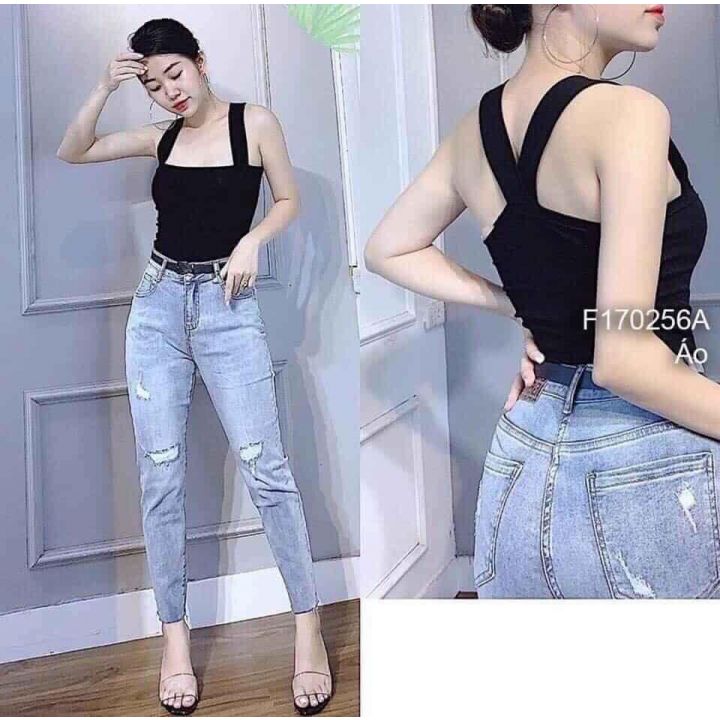Áo đan dây lưng thun gân cá tính