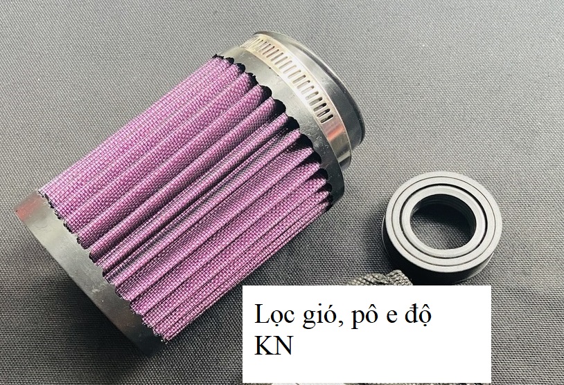 LỌC GIÓ TRỤ, PÔ E ĐỘ KIỂU KN KÈM CỔ DÊ GẮN CÁC LOẠI XE MÁY THÔNG DỤNG HIỆN NAY