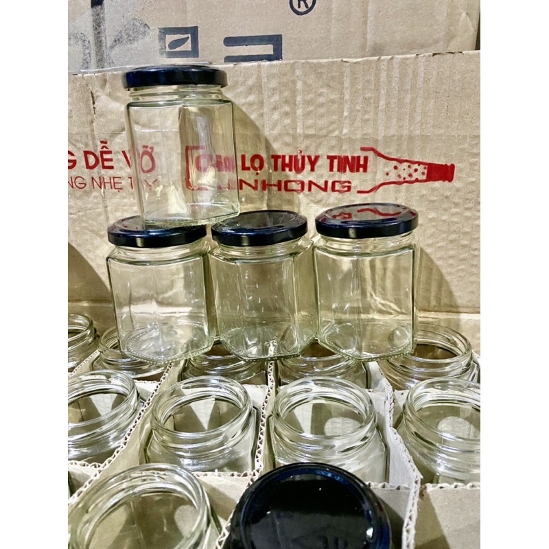 [HCM]LỌ THUỶ TINH LỤC GIÁC 180ml nắp thiết