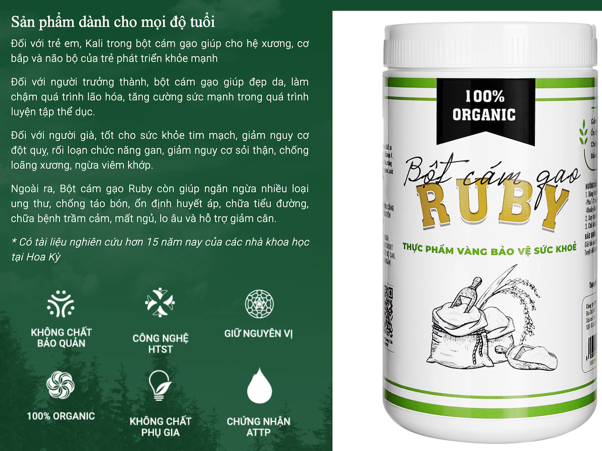 COMBO 4 hộp-BỘT CÁM GẠO RUBY-Dinh dưỡng cho mọi lứa tuổi