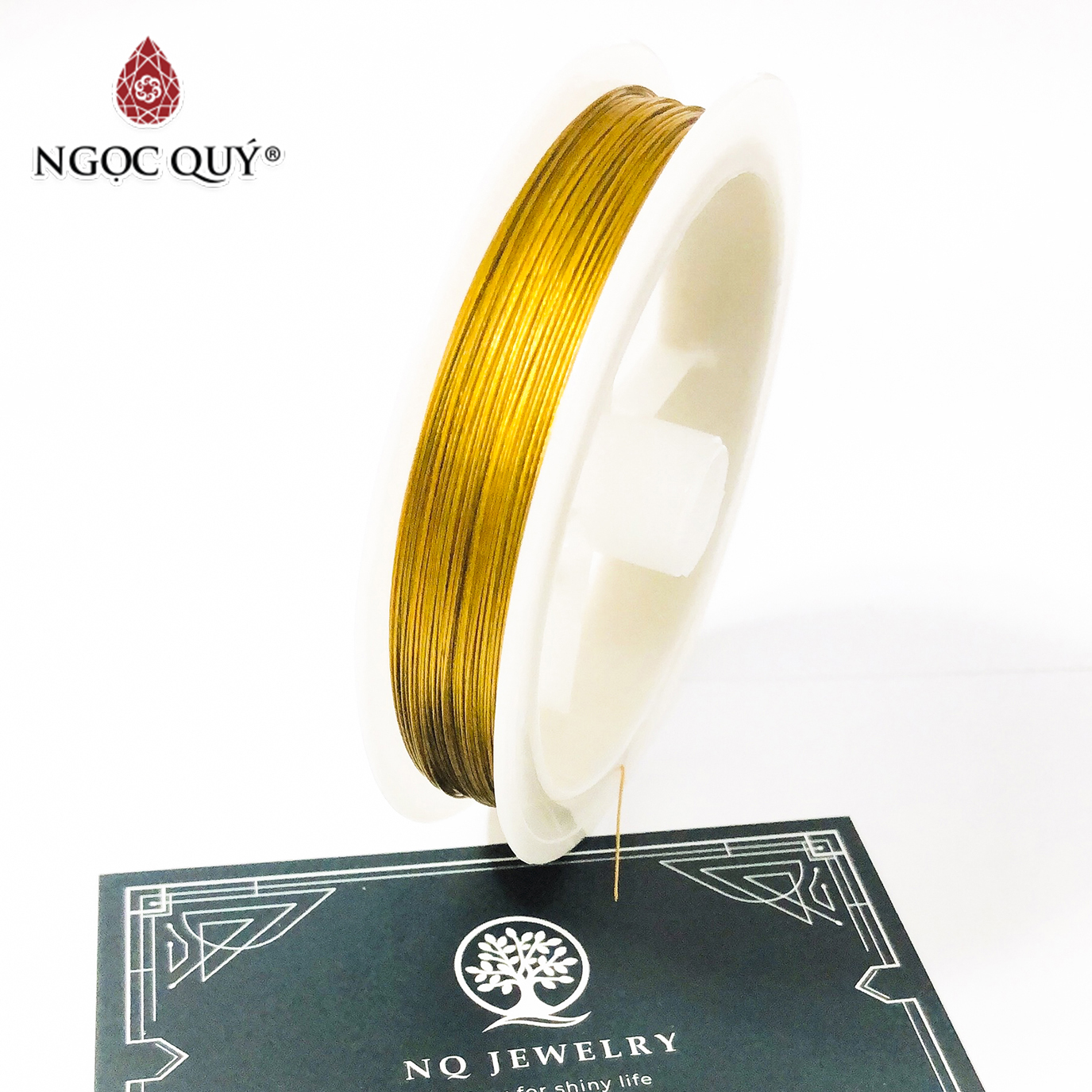 Cuộn 50m dây cước kim loại bọc nhựa 0.4mm xỏ vòng (cước không co giãn) - Ngọc Qúy Gemstones