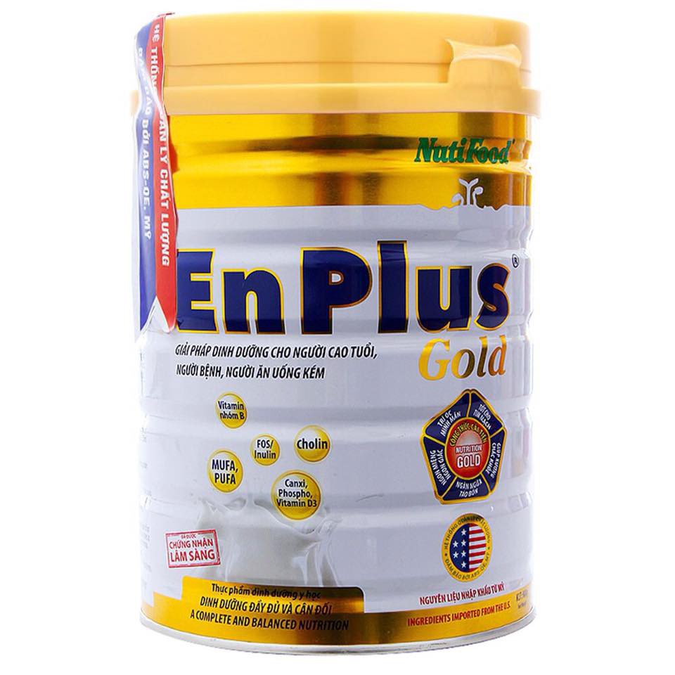 Sữa Bột Nutifood Enplus Gold Hộp 900g (Giải pháp dinh dưỡng cho người cao tuổi, người bệnh, người ăn uống kém)