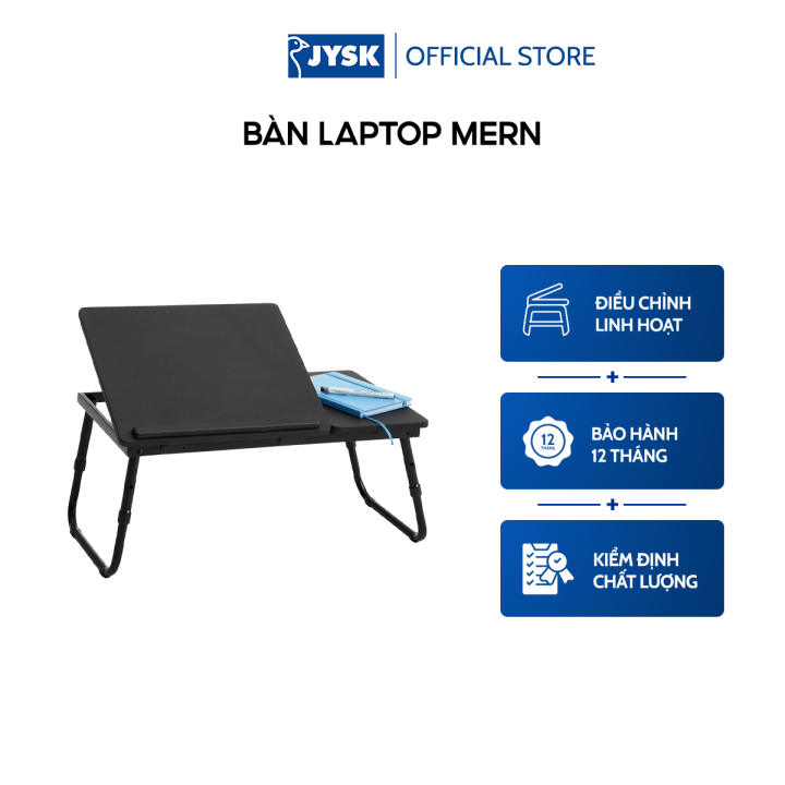 Bàn laptop | JYSK Mern | gỗ công nghiệp | đen | D60xR34xC23/27cm