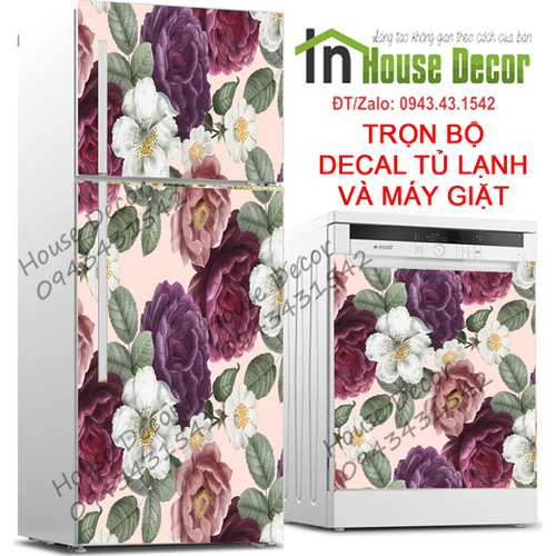 Decal dán trang trí tủ lạnh hoa hồng - TL84
