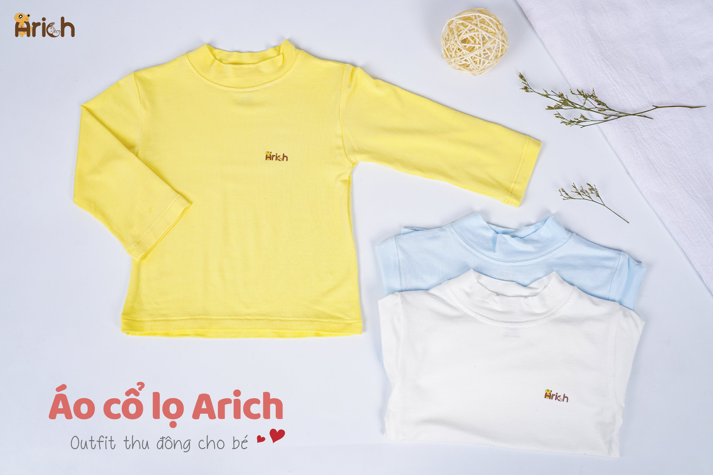 Áo  CỔ LỌ dài tay giữ nhiệt 3cm cho bé
